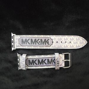 Michael Kors Gray Logo Apple Watch Strap with MK Print